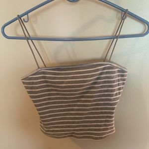 Gray and white SHEIN striped crop cami top